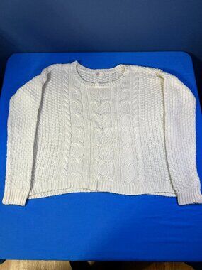 SO Brand Cream/ivory Cable Knit Crewneck Sweater Size XL
